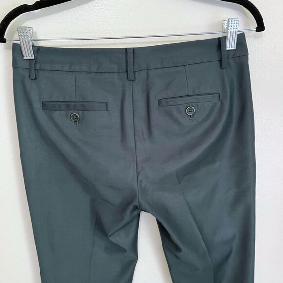 TIBI THE LENNON WOOL PLEATED ANKLE PANTS IN EMERALD - 0 - Picture 6 of 11